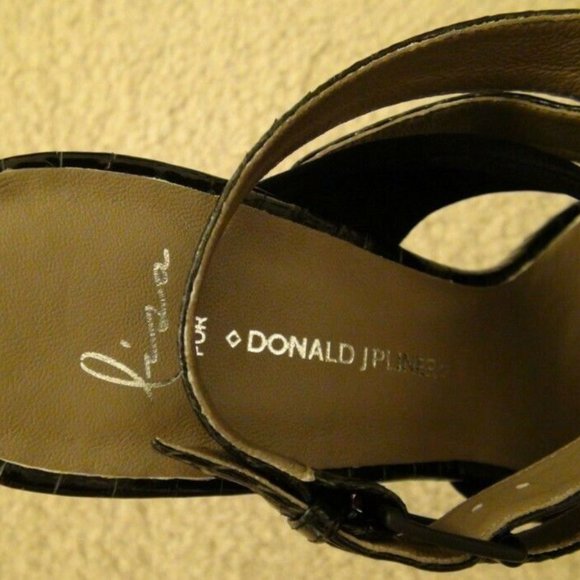 Lisa for Donald Pliner Deryk Black Suede Platform Sandal Heels 8.5M MSRP $285 - Picture 11 of 12